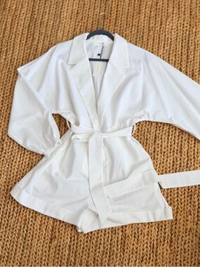 Commense White Belted Romper